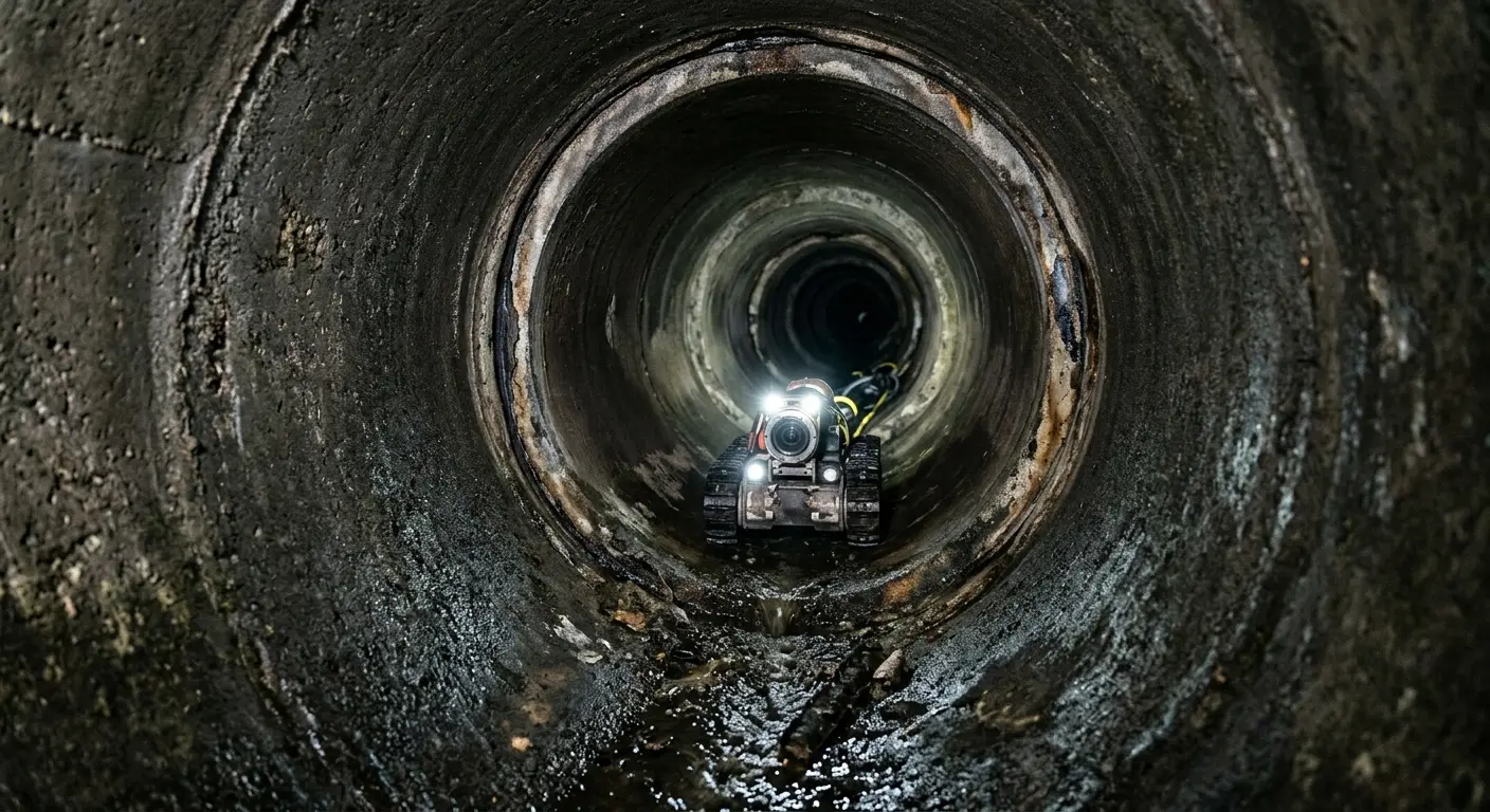 Robotic sewer camera inspecting pipe interior for Drain Snake Service in Bluffdale